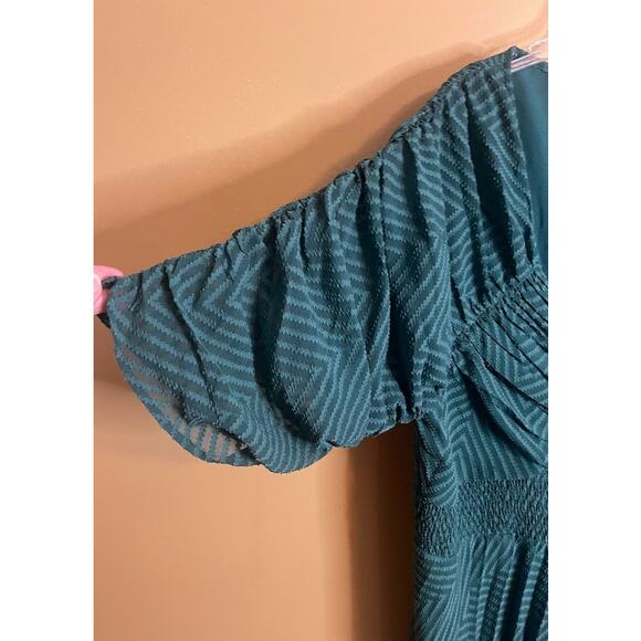 Asos Design Green Pleated Ruched Front Pleated Midi Evening Dress US Size 22 - Picture 4 of 7